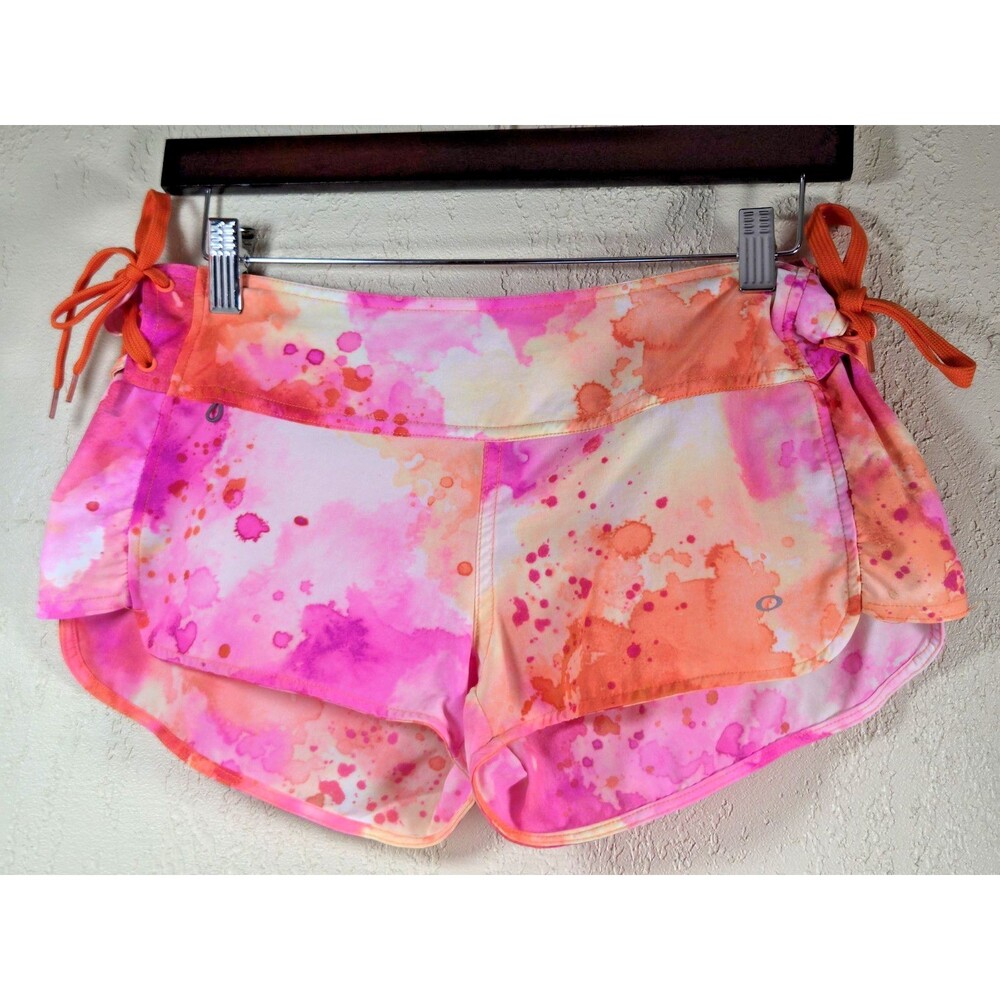 Oakley Hydrofuse Womens Running Shorts Pink Orange Splatter Print Size Medium M